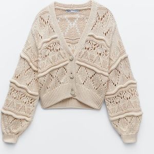 NWT Zara cotton knit cardigan with pearl buttons